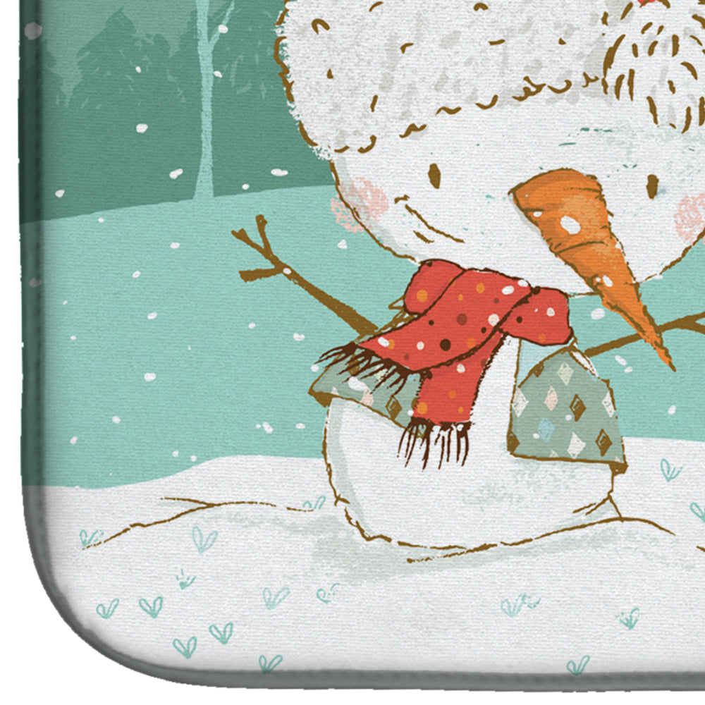 White Poodle Snowman Christmas Dish Drying Mat Absorbent Dish Drying Mat Pad for Kitchen Counter Dish Drainer Mat for Countertop, 14 x 21", Multicolor