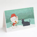 Scottish Terrier Snowman Christmas Greeting Cards Pack of 8 Blank Cards with Envelopes Whimsical A7 Size 5x7