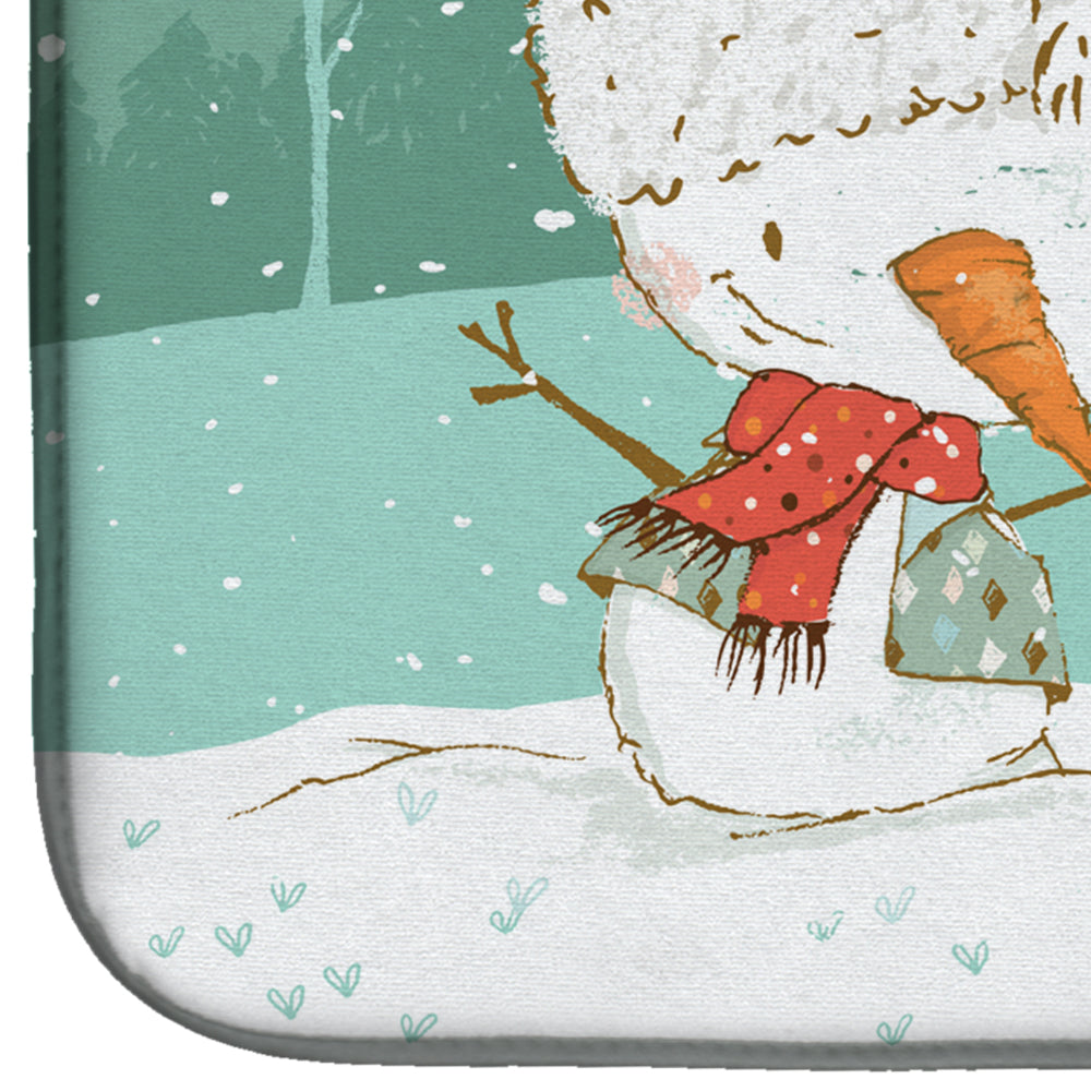 Black Staffie Snowman Christmas Dish Drying Mat Absorbent Dish Drying Mat Pad for Kitchen Counter Dish Drainer Mat for Countertop, 14 x 21", Multicolor