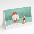 Fawn French Bulldog Snowman Christmas Greeting Cards Pack of 8 Blank Cards with Envelopes Whimsical A7 Size 5x7