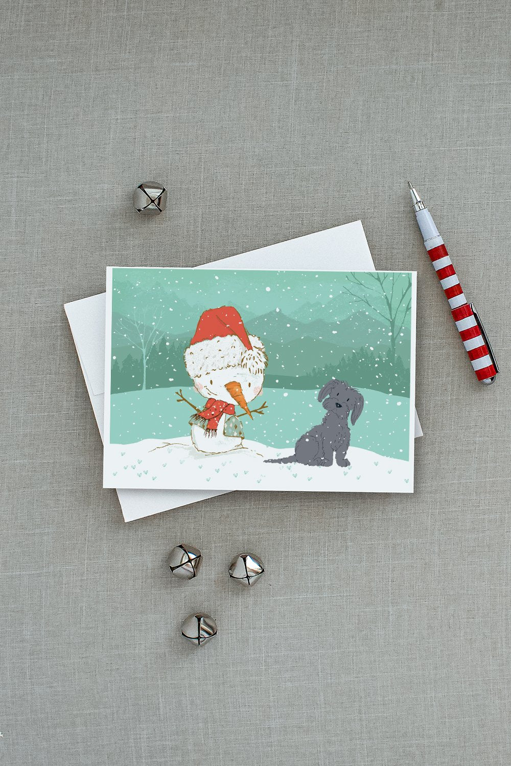 Black Maltese Snowman Christmas Greeting Cards Pack of 8 Blank Cards with Envelopes Whimsical A7 Size 5x7