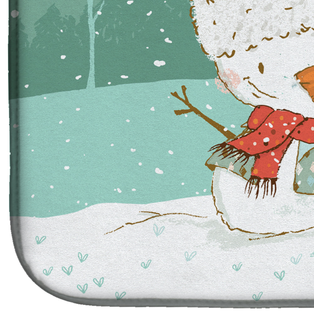 Brown Maltese Snowman Christmas Dish Drying Mat Absorbent Dish Drying Mat Pad for Kitchen Counter Dish Drainer Mat for Countertop, 14 x 21", Multicolor