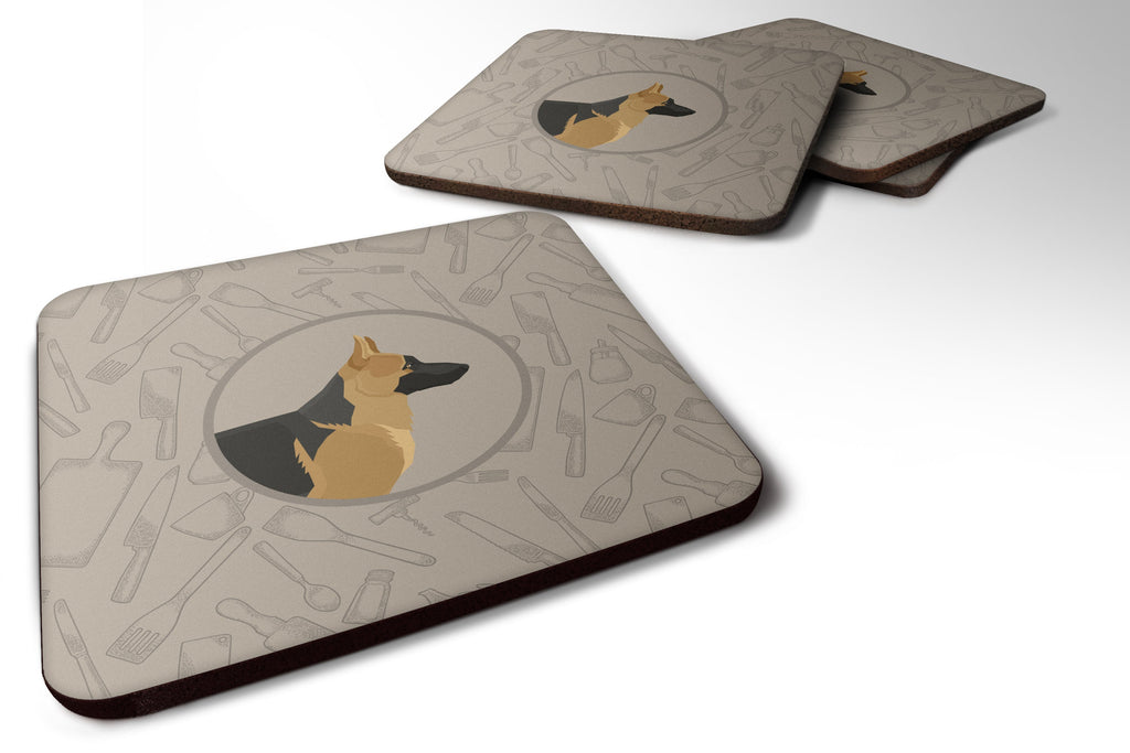 German Shepherd In the Kitchen Foam Coasters Set of 4 Cup Coasters for Indoor Outdoor, Tabletop Protection, Anti Slip, Mouse pad Material