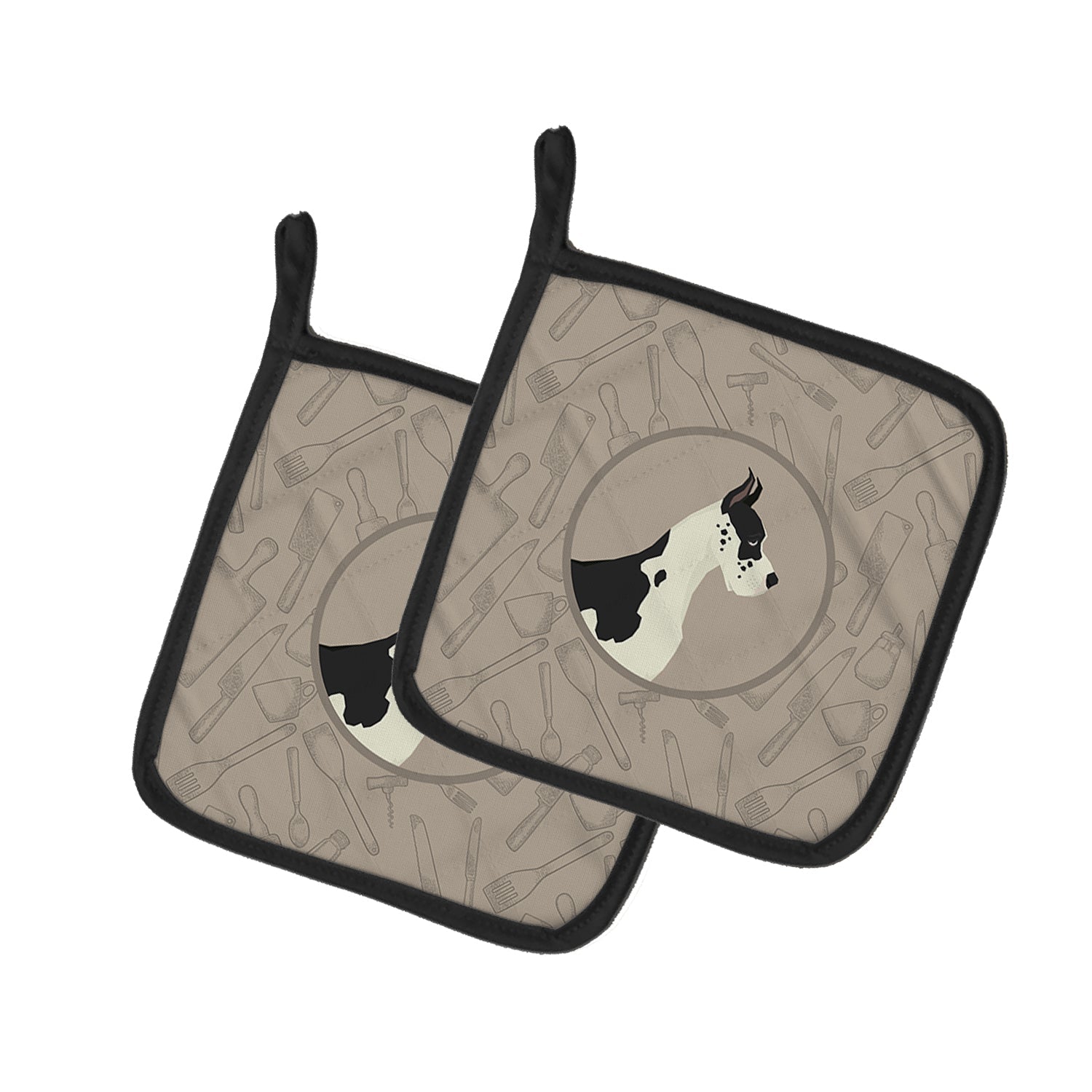 Great Dane In the Kitchen Pot Holder Set of 2 Heat Resistant Quilted Hot Pads 7.5 x 7.5 Inch, Insulated Kitchen Trivets for Cooking & Baking