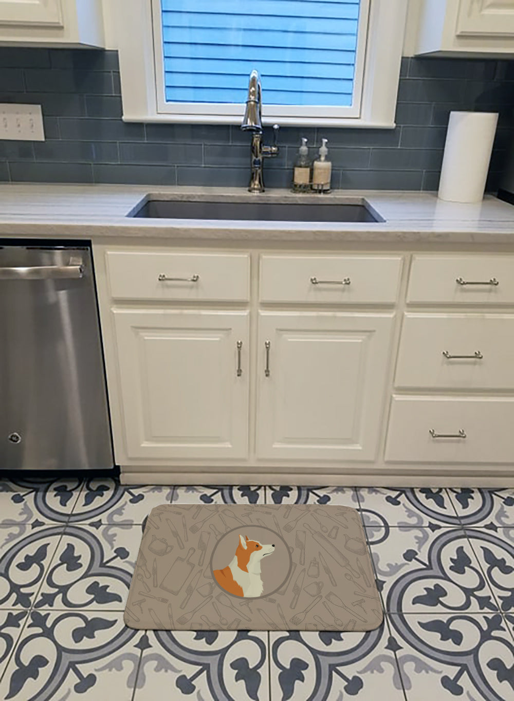 Pembroke Corgi In the Kitchen Memory Foam Kitchen Mat Machine Washable Anti-Fatigue Cushion Comfort Bath or Kitchen Rug
