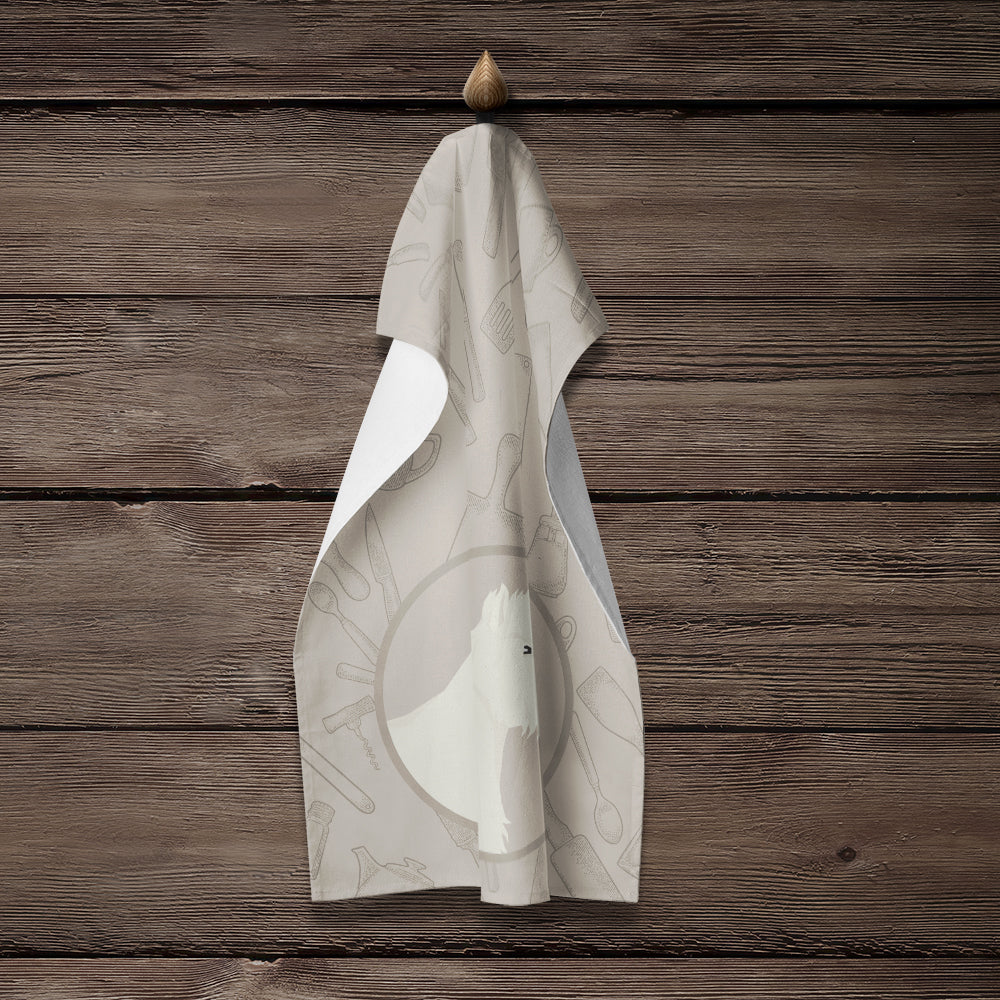 Westie In the Kitchen Kitchen Towel Velour Plush Front and Cotton Loop Back Machine Washable