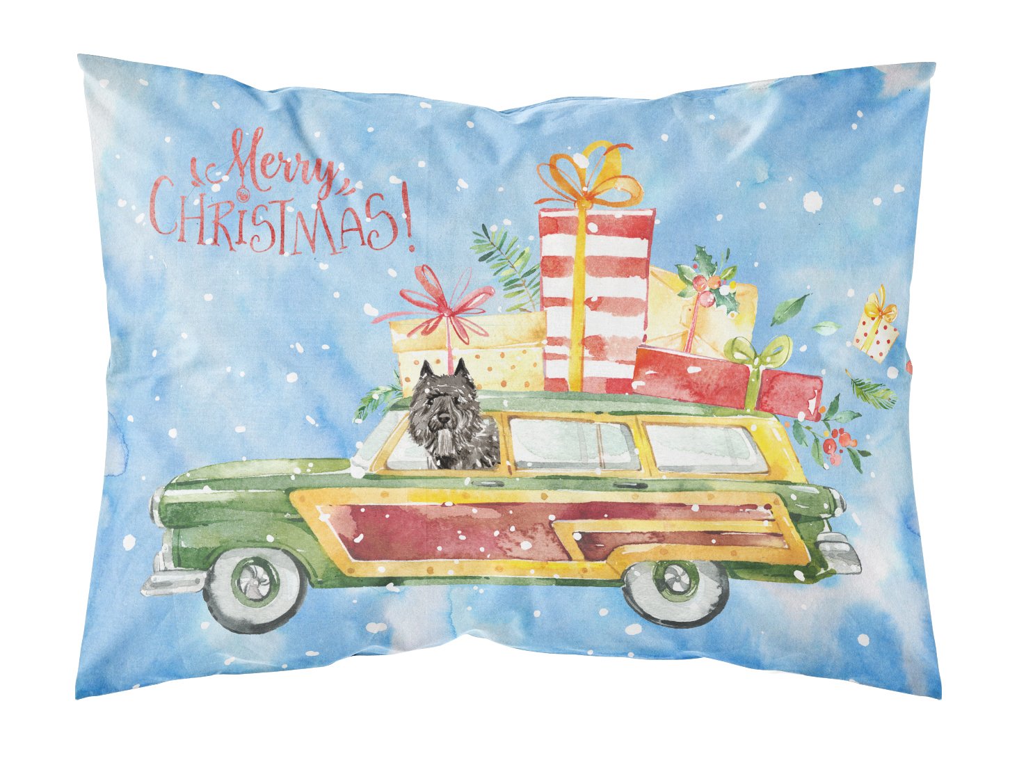 Merry Christmas Bouvier des Flandres Standard Pillowcase Lightweight Super Soft Easy Care Decorative Artwork Pillowcase, Standard