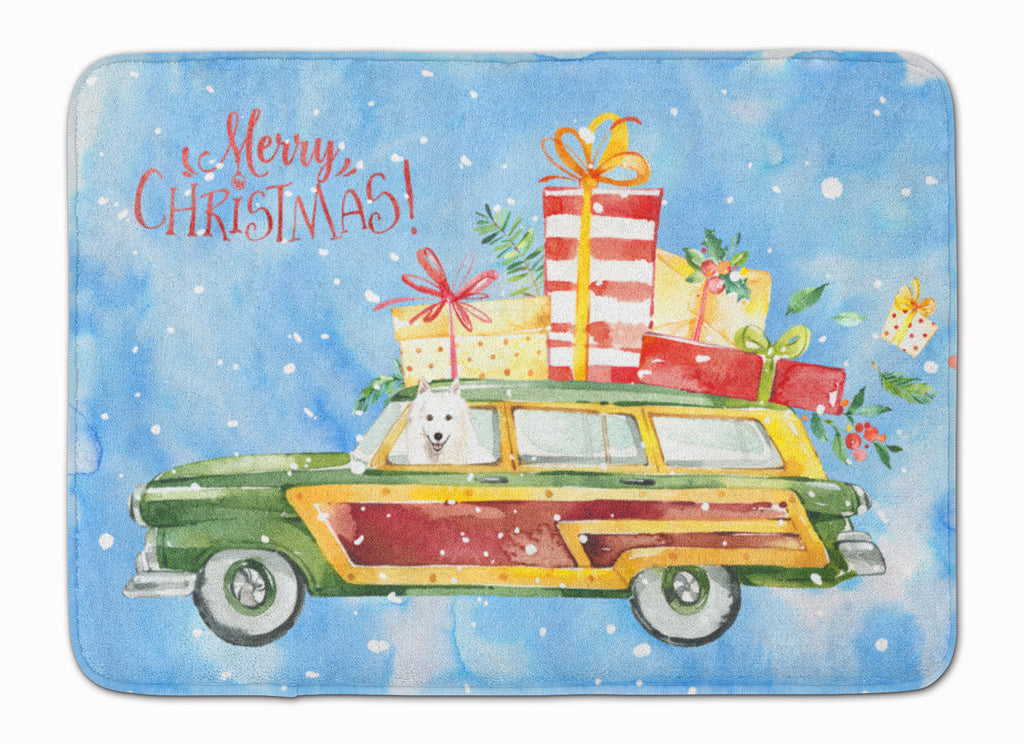 Merry Christmas Japanese Spitz Memory Foam Kitchen Mat Machine Washable Anti-Fatigue Cushion Comfort Bath or Kitchen Rug