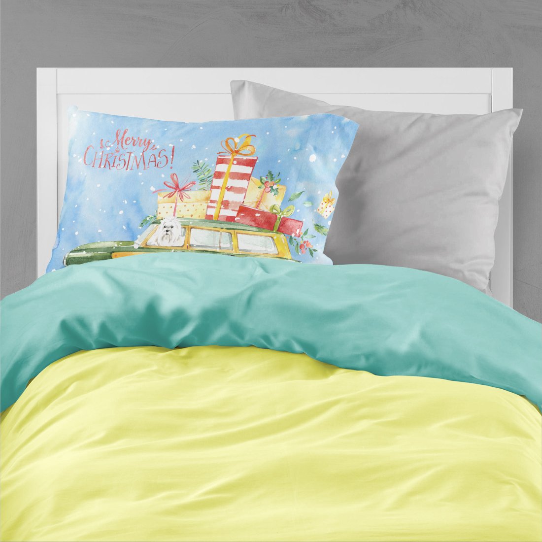 Merry Christmas Maltese Standard Pillowcase Lightweight Super Soft Easy Care Decorative Artwork Pillowcase, Standard