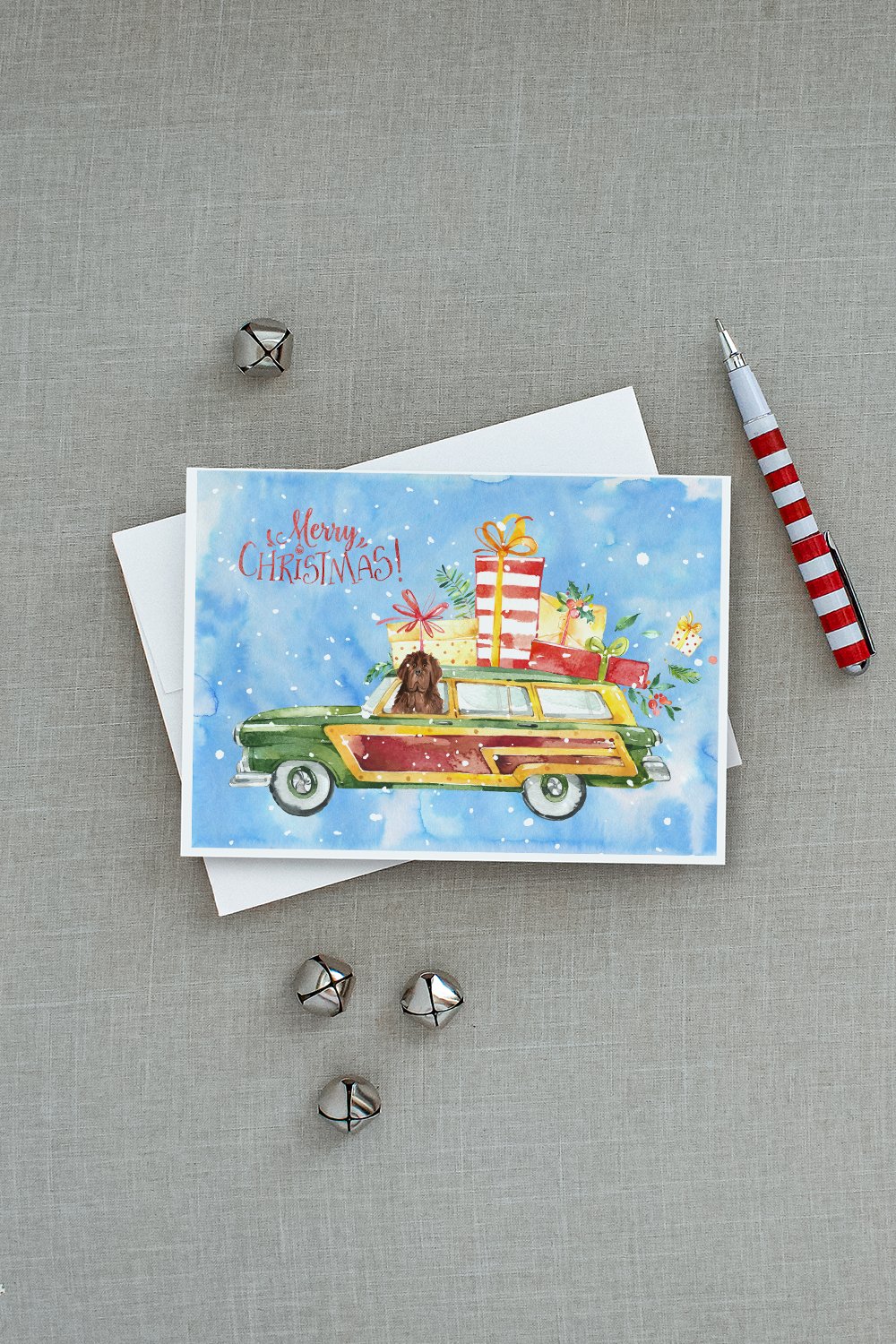 Merry Christmas Newfoundland Greeting Cards Pack of 8 Blank Cards with Envelopes Whimsical A7 Size 5x7