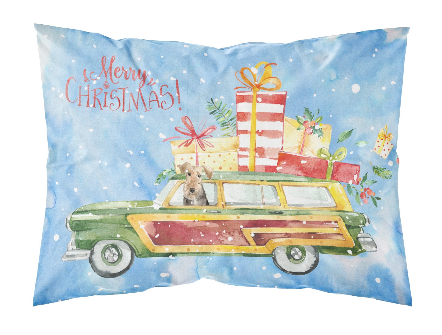 Merry Christmas Welsh Terrier Standard Pillowcase Lightweight Super Soft Easy Care Decorative Artwork Pillowcase, Standard