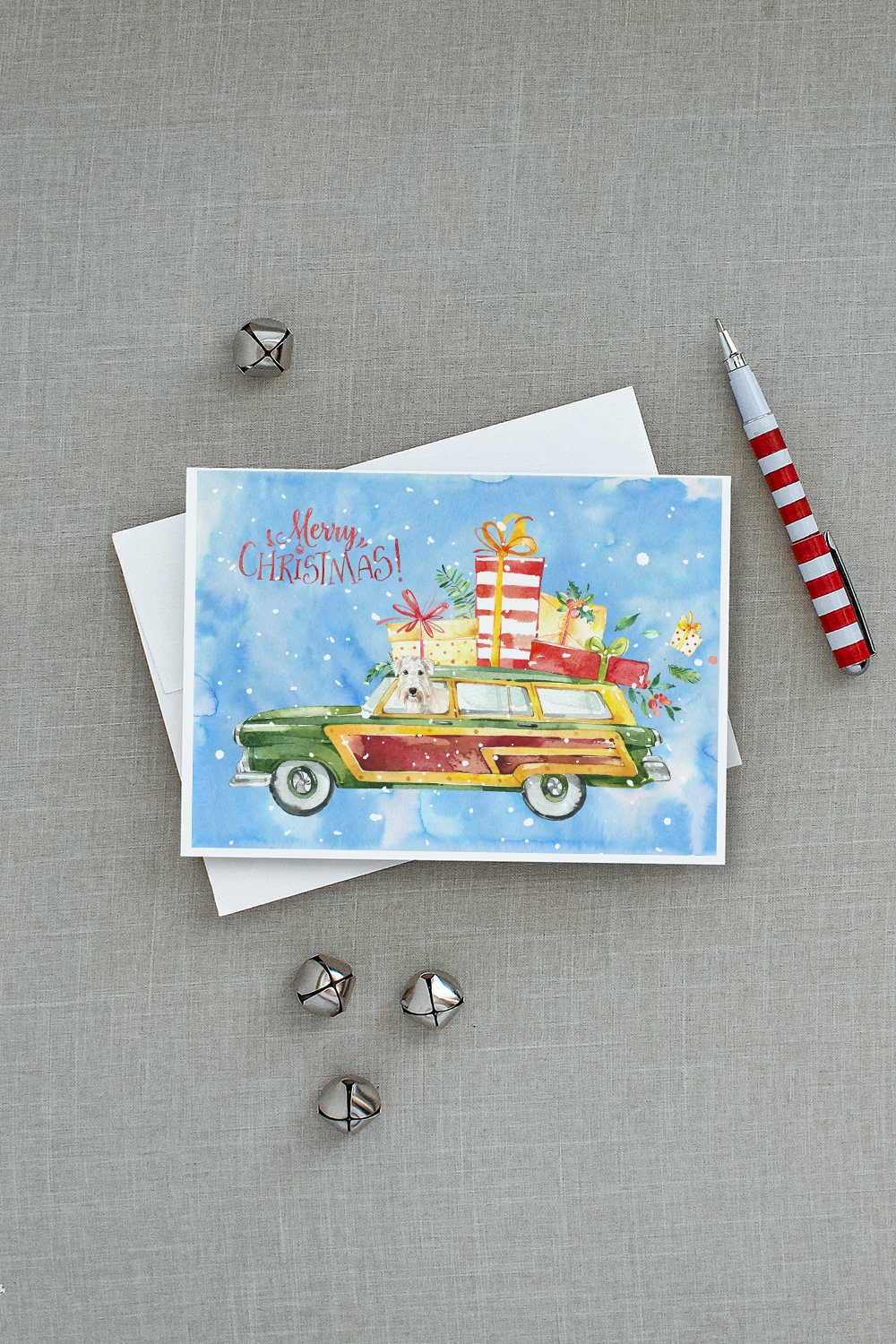 Merry Christmas Wheaten Terrier Greeting Cards Pack of 8 Blank Cards with Envelopes Whimsical A7 Size 5x7