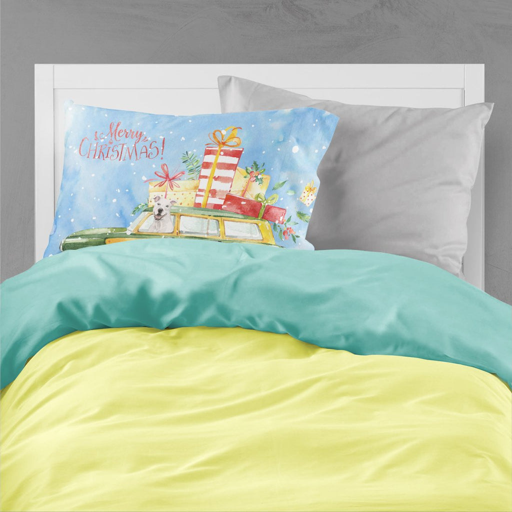 Merry Christmas White Staffordshire Bull Terrier Standard Pillowcase Lightweight Super Soft Easy Care Decorative Artwork Pillowcase, Standard