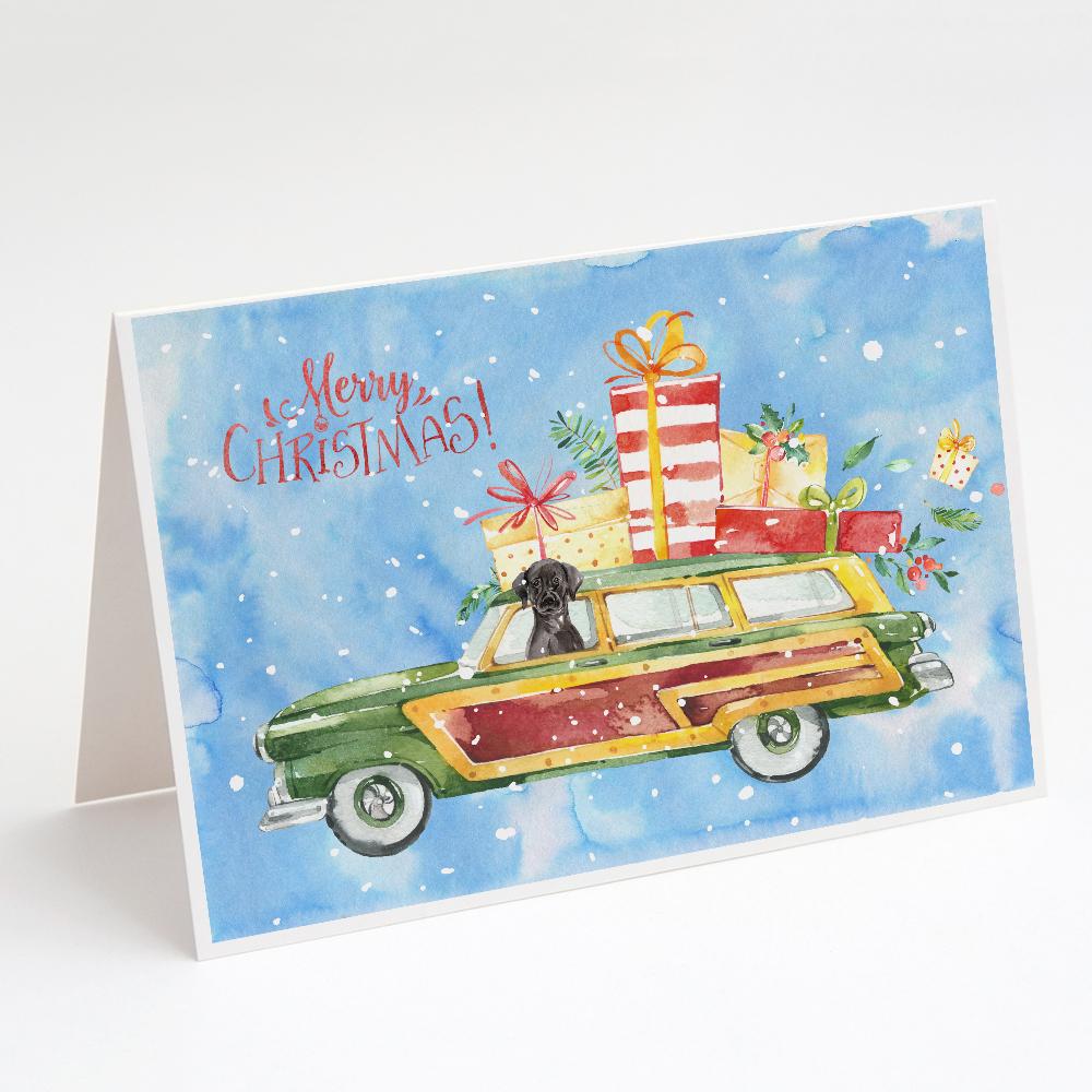 Merry Christmas Black Labrador Retriever Greeting Cards Pack of 8 Blank Cards with Envelopes Whimsical A7 Size 5x7