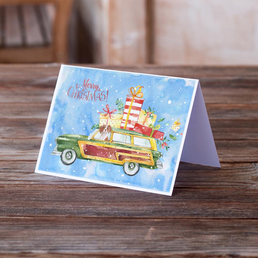 Merry Christmas Brittany Spaniel Greeting Cards Pack of 8 Blank Cards with Envelopes Whimsical A7 Size 5x7