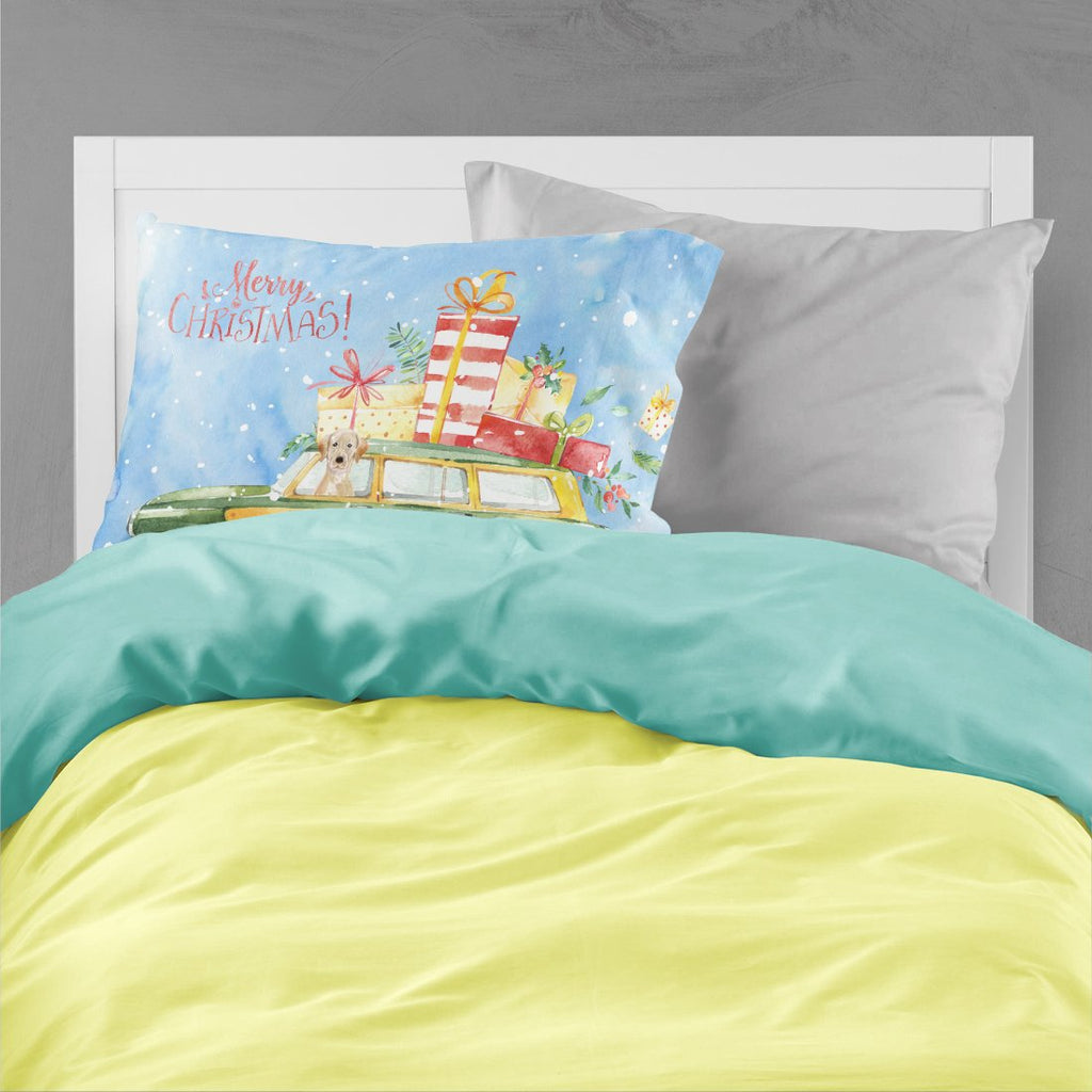 Merry Christmas Yellow Labrador Retriever Standard Pillowcase Lightweight Super Soft Easy Care Decorative Artwork Pillowcase, Standard