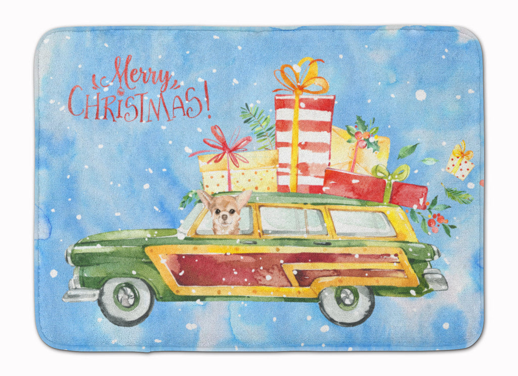 Merry Christmas Chihuahua Memory Foam Kitchen Mat Machine Washable Anti-Fatigue Cushion Comfort Bath or Kitchen Rug