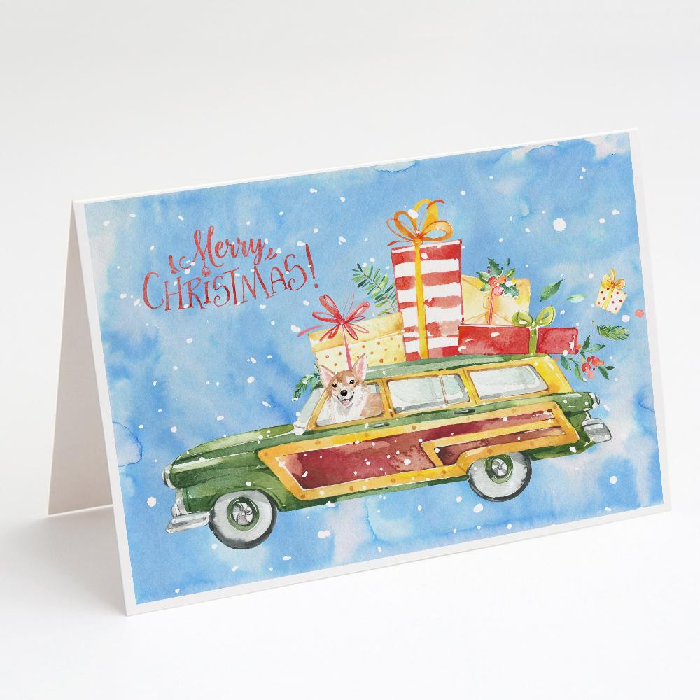 Merry Christmas Corgi Greeting Cards Pack of 8 Blank Cards with Envelopes Whimsical A7 Size 5x7