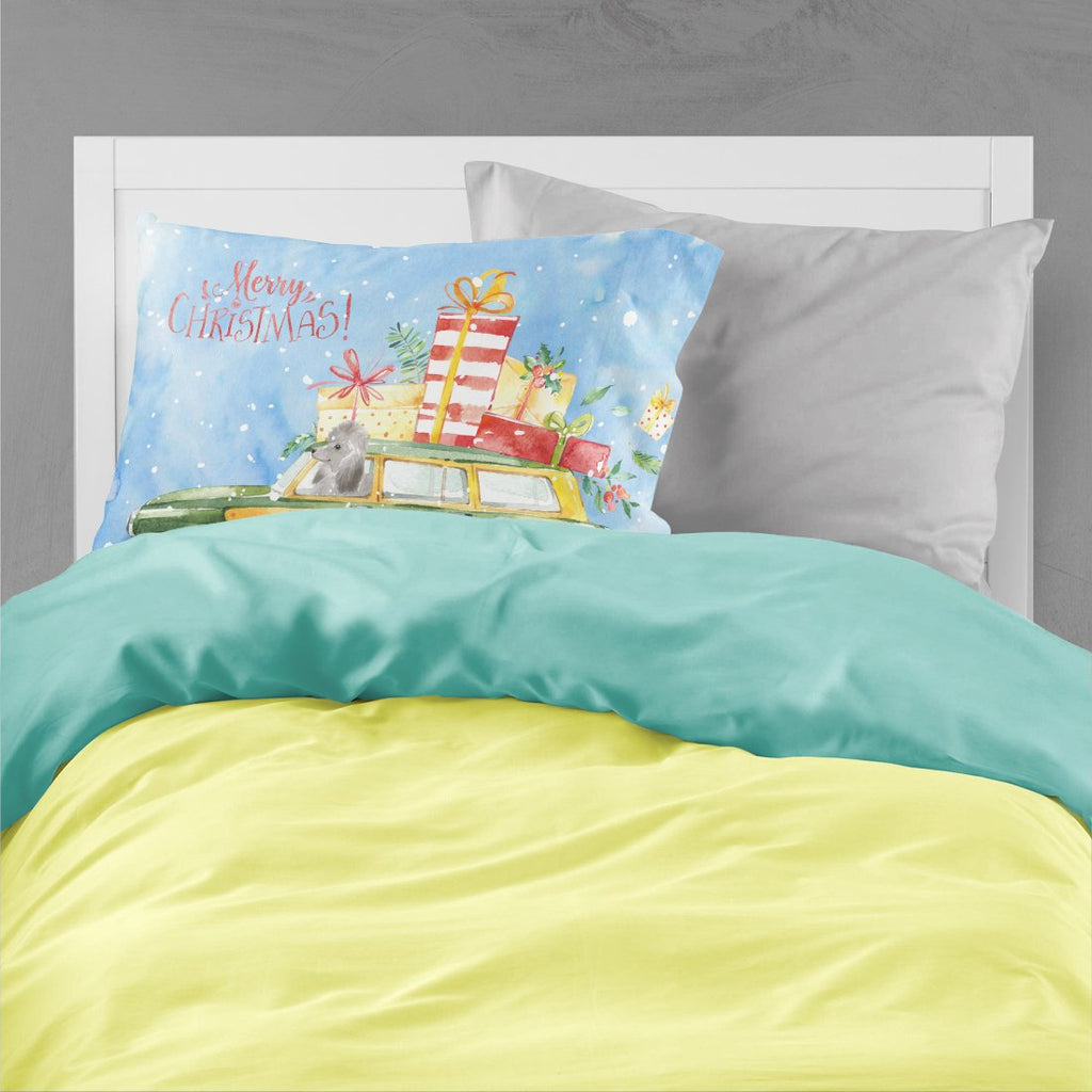 Merry Christmas Silver Poodle Standard Pillowcase Lightweight Super Soft Easy Care Decorative Artwork Pillowcase, Standard