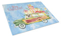 Merry Christmas Pug Cutting Board Tempered Glass Kitchen Cutting Surface, Heat Resistant Chopping, Non-Slip Feet, Food Prep & Serving