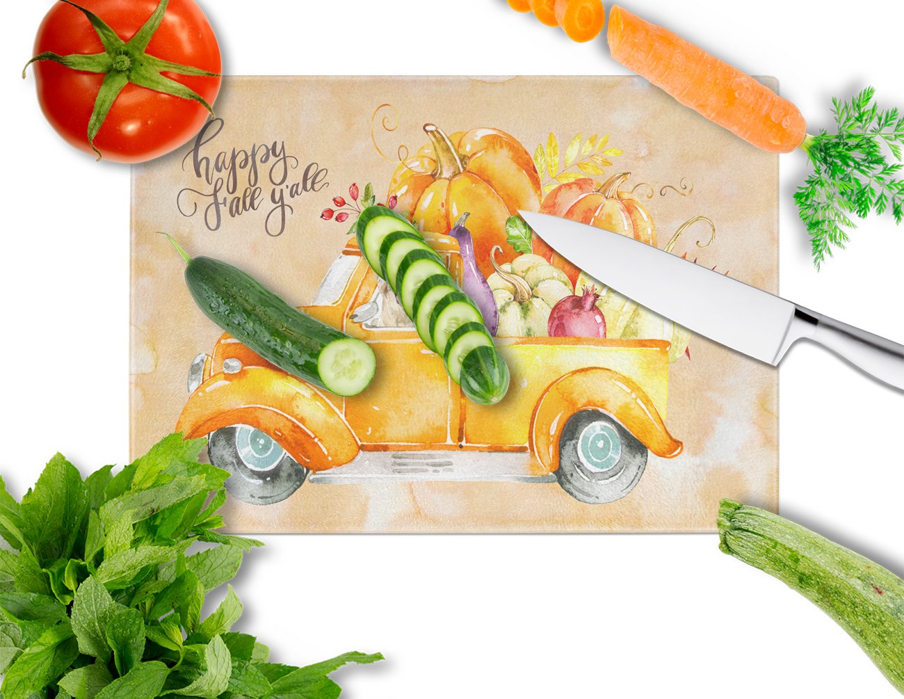 Fall Harvest Golden Retriever Cutting Board Tempered Glass Kitchen Cutting Surface, Heat Resistant Chopping, Non-Slip Feet, Food Prep & Serving