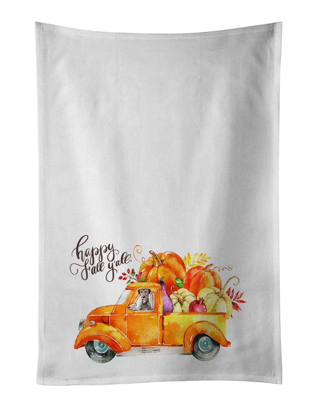 Fall Harvest Irish Wolfhound Kitchen Towel Set of 2 White Dish Towels Decorative Bathroom Hand towel for Hand, Face, Hair, Yoga, Tea, Dishcloth, 19 X 28", White