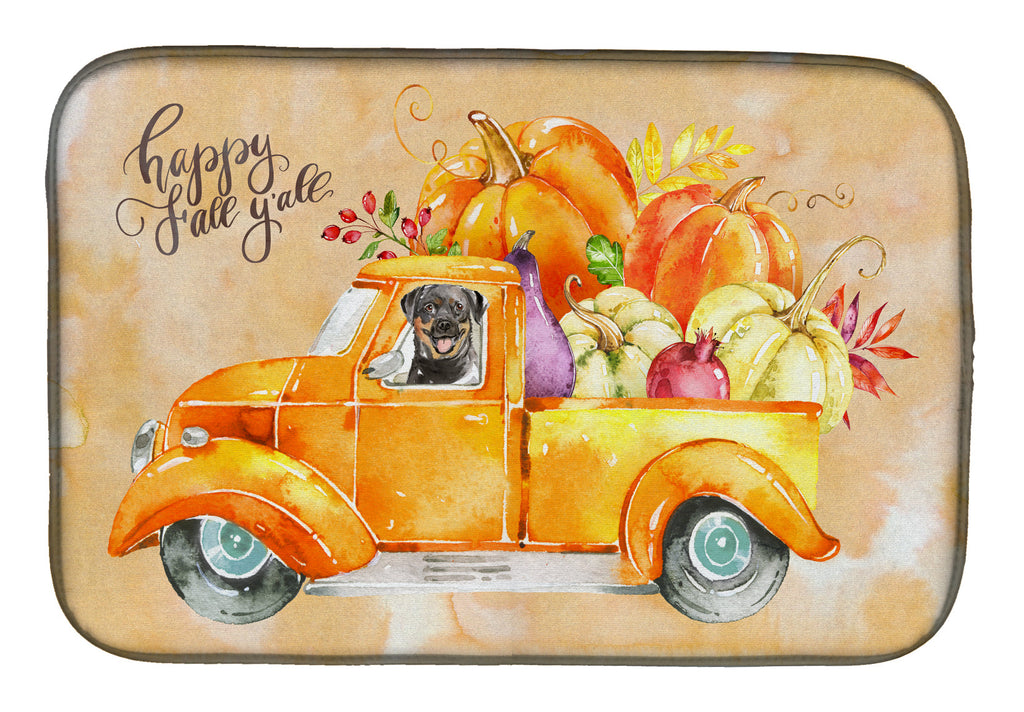 Fall Harvest Rottweiler Dish Drying Mat Absorbent Dish Drying Mat Pad for Kitchen Counter Dish Drainer Mat for Countertop, 14 x 21", Multicolor