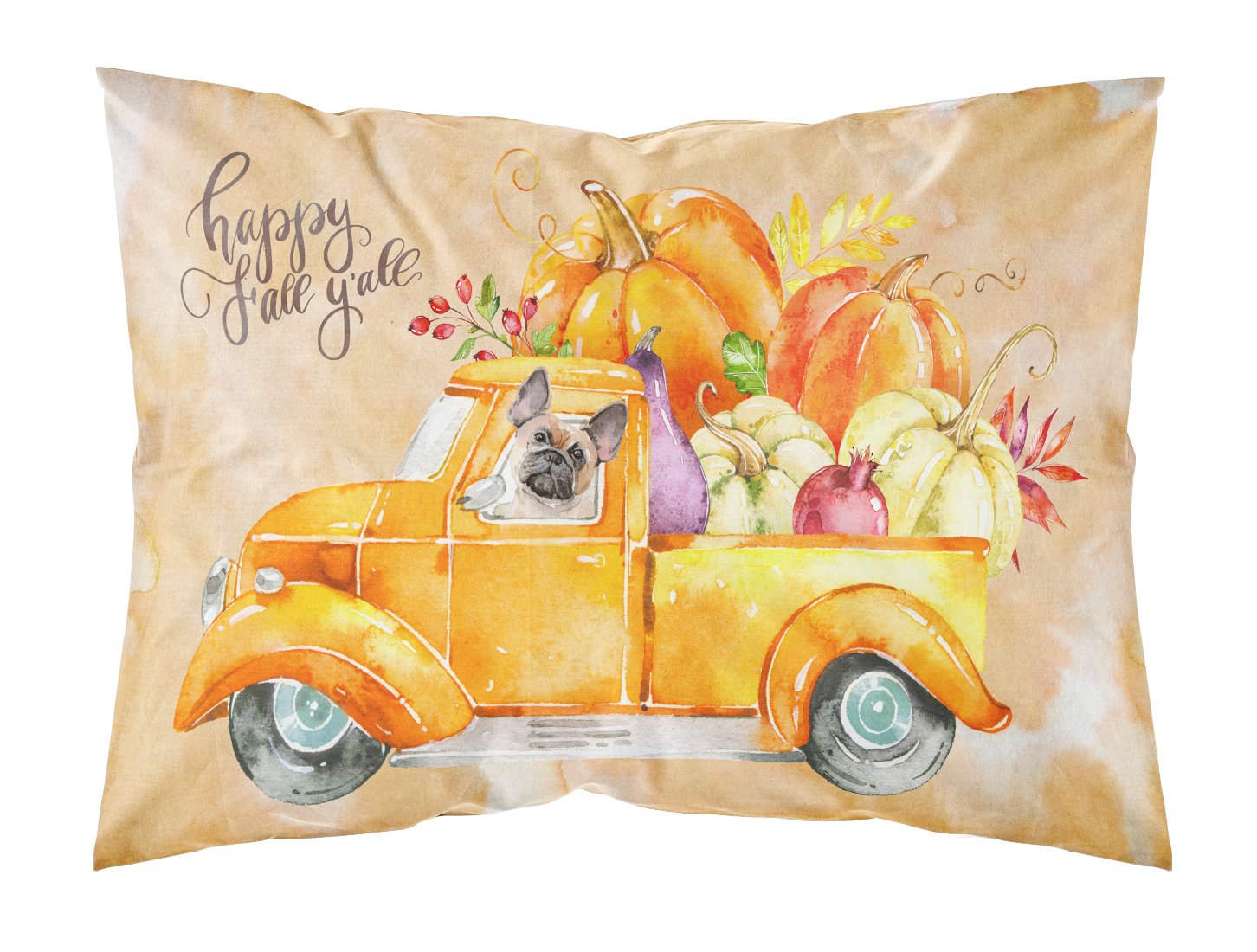 Fall Harvest Fawn French Bulldog Standard Pillowcase Lightweight Super Soft Easy Care Decorative Artwork Pillowcase, Standard