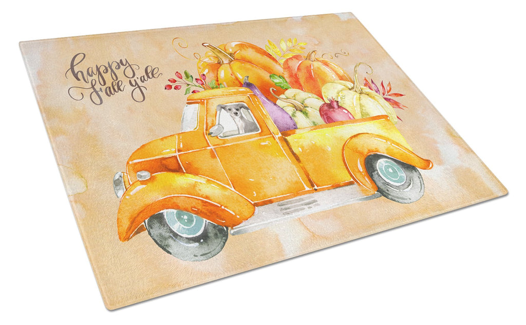 Fall Harvest Italian Greyhound Cutting Board Tempered Glass Kitchen Cutting Surface, Heat Resistant Chopping, Non-Slip Feet, Food Prep & Serving