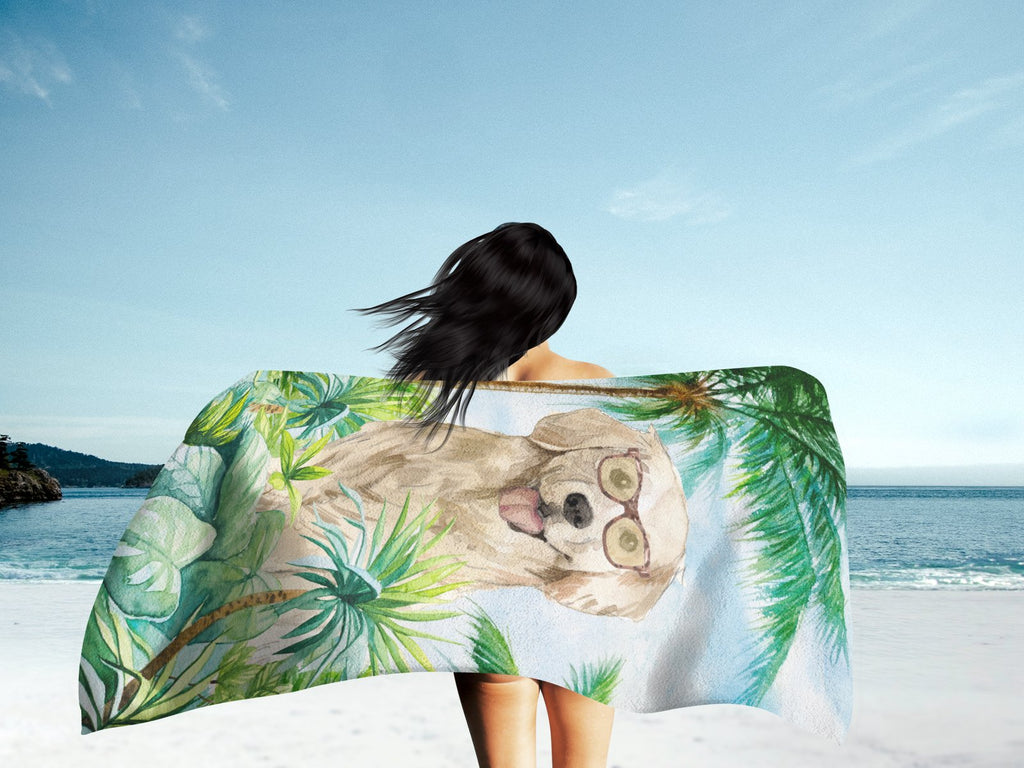 Golden Retriever Premium Beach Towel Oversized Towel Beach Blanket, Pool, Beach Essentials, Yoga, Premium Bath Towel, Quick Dry Plush