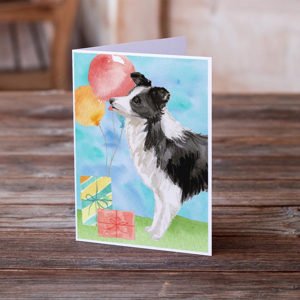 Happy Birthday Border Collie Greeting Cards Pack of 8 Blank Cards with Envelopes Whimsical A7 Size 5x7