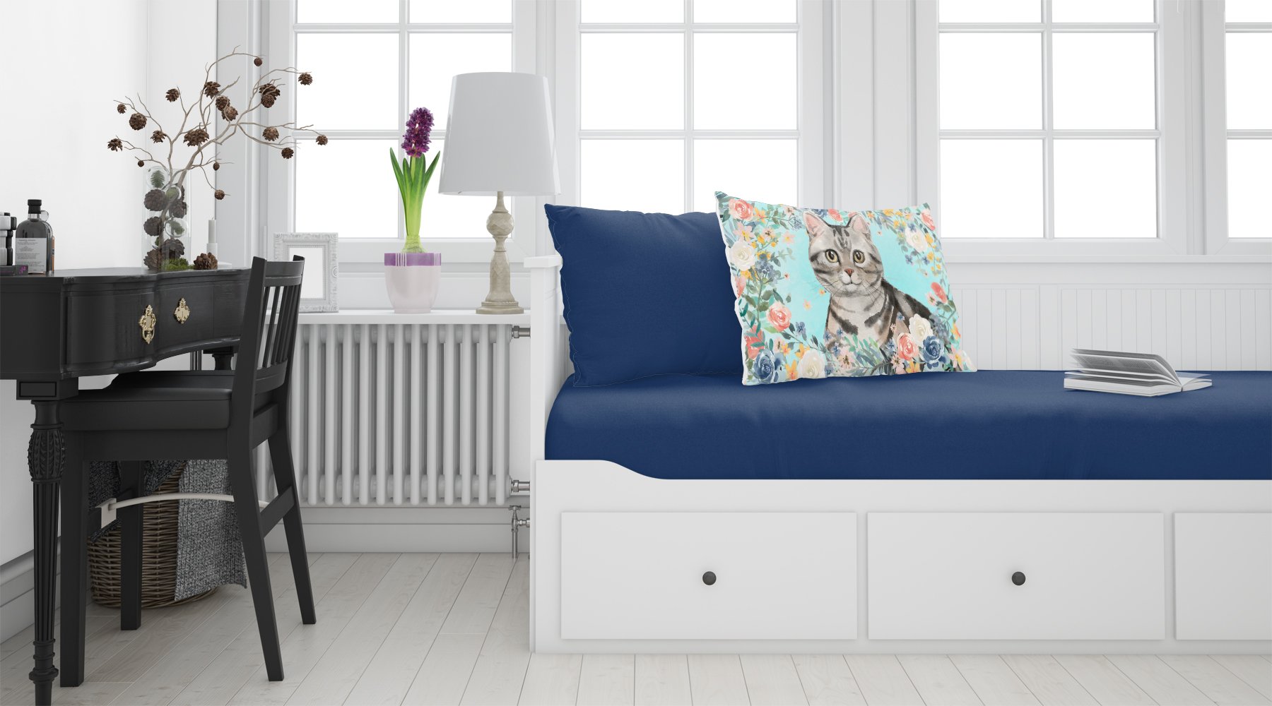 American Shorthair Spring Flowers Standard Pillowcase Lightweight Super Soft Easy Care Decorative Artwork Pillowcase, Standard