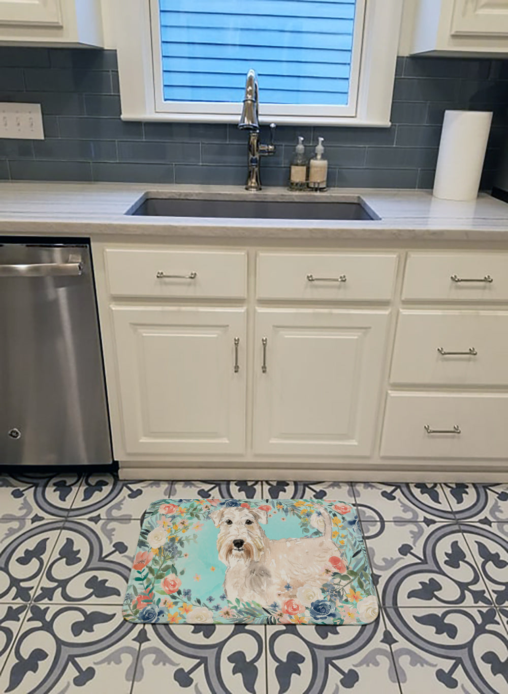 Wheaten Terrier Memory Foam Kitchen Mat Machine Washable Anti-Fatigue Cushion Comfort Bath or Kitchen Rug