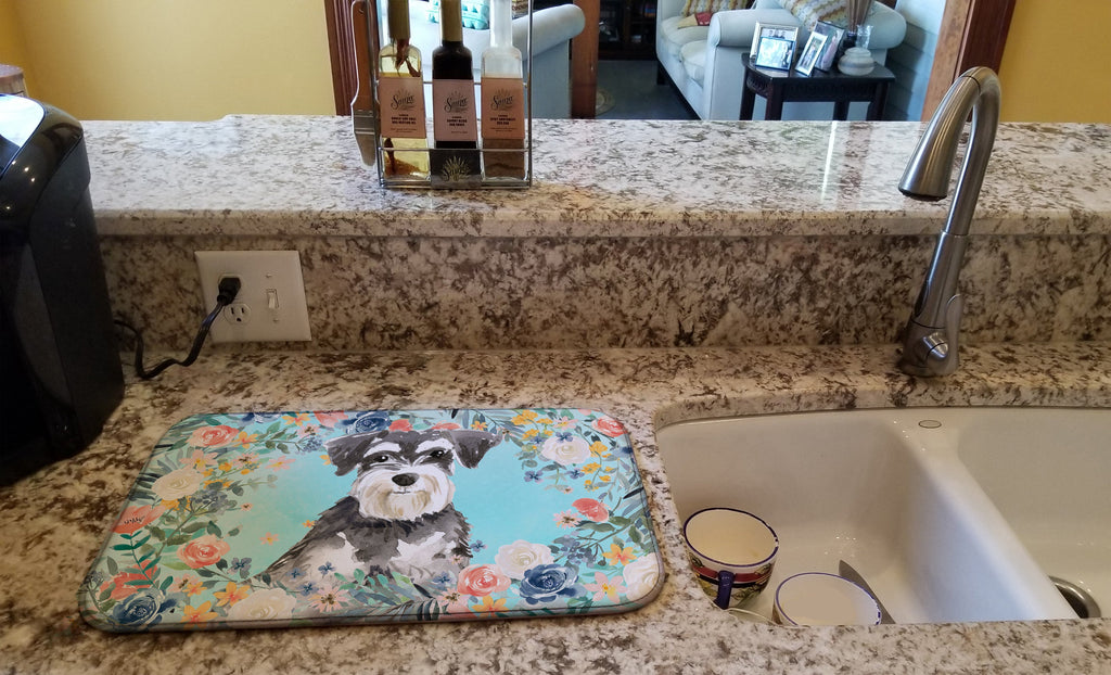 Schnauzer 3417 Dish Drying Mat Absorbent Dish Drying Mat Pad for Kitchen Counter Dish Drainer Mat for Countertop, 14 x 21", Multicolor