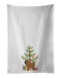 Tan Affenpinscher Christmas Tree Kitchen Towel Set of 2 White Dish Towels Decorative Bathroom Hand towel for Hand, Face, Hair, Yoga, Tea, Dishcloth, 19 X 28", White
