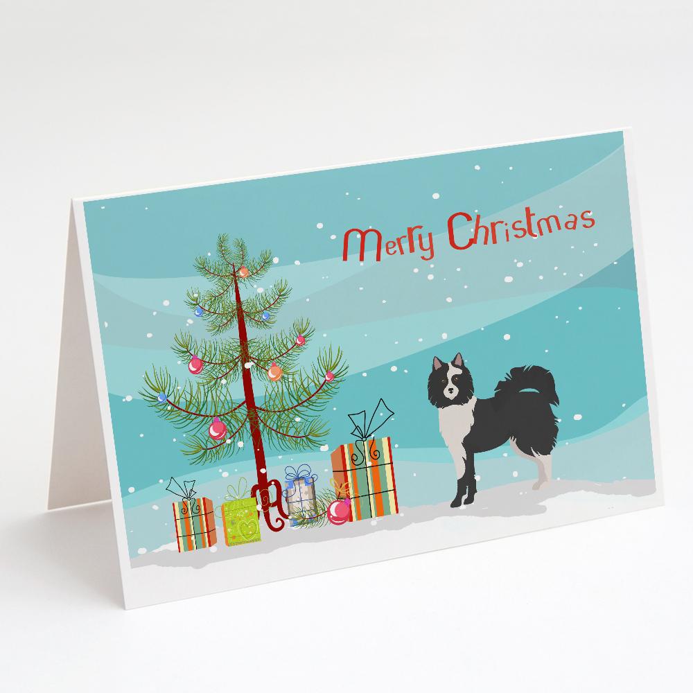 Black and White Elo dog Christmas Tree Greeting Cards Pack of 8 Blank Cards with Envelopes Whimsical A7 Size 5x7