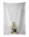Black and White Elo dog Christmas Tree Kitchen Towel Set of 2 White Dish Towels Decorative Bathroom Hand towel for Hand, Face, Hair, Yoga, Tea, Dishcloth, 19 X 28", White