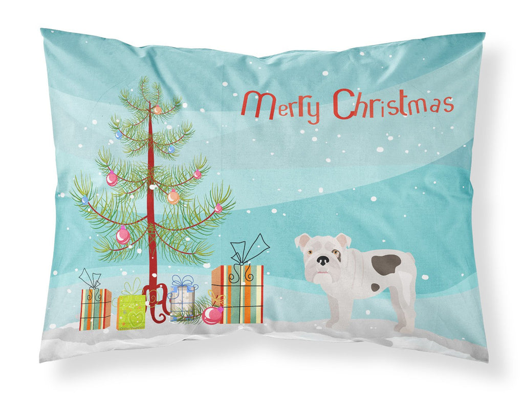 Bulldog, English Bulldog Christmas Tree Standard Pillowcase Lightweight Super Soft Easy Care Decorative Artwork Pillowcase, Standard