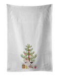 Bulldog, English Bulldog Christmas Tree Kitchen Towel Set of 2 White Dish Towels Decorative Bathroom Hand towel for Hand, Face, Hair, Yoga, Tea, Dishcloth, 19 X 28", White