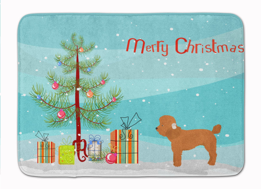 Toy Poodle Christmas Tree Memory Foam Kitchen Mat Machine Washable Anti-Fatigue Cushion Comfort Bath or Kitchen Rug