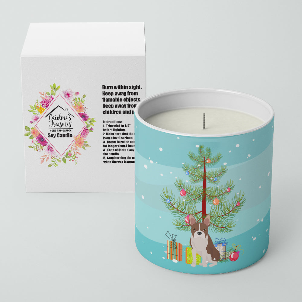 Boston Terrier Christmas Tree Decorative Soy Candle Nature Soy Wax Essential Oil Home Decor Ideal for Bedroom Kitchen Bath Office Gift, 10 oz