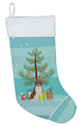 Boston Terrier Christmas Tree Holiday Stocking Double-Sided Print, Polyester Suede,11x18, Made in USA