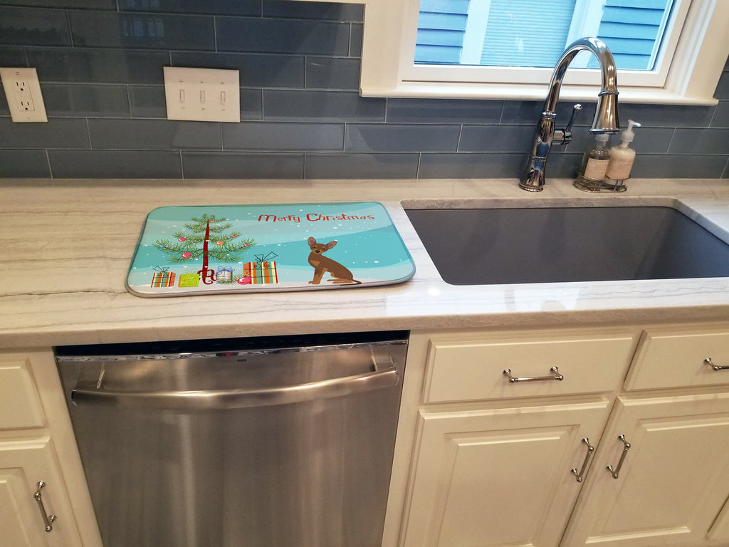 Brown Prague Ratter Christmas Tree Dish Drying Mat Absorbent Dish Drying Mat Pad for Kitchen Counter Dish Drainer Mat for Countertop, 14 x 21", Multicolor