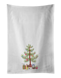 Toy Fox Terrier Christmas Tree Kitchen Towel Set of 2 White Dish Towels Decorative Bathroom Hand towel for Hand, Face, Hair, Yoga, Tea, Dishcloth, 19 X 28", White