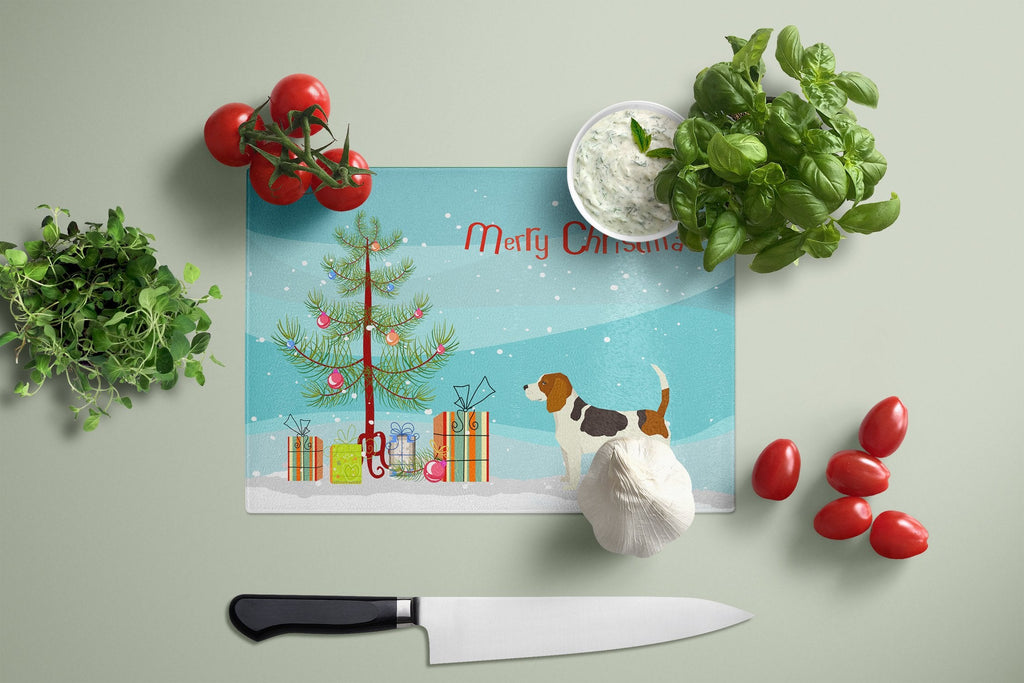 Beagle Christmas Tree Cutting Board Tempered Glass Kitchen Cutting Surface, Heat Resistant Chopping, Non-Slip Feet, Food Prep & Serving