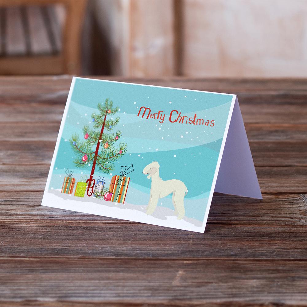 Bedlington Terrier Christmas Tree Greeting Cards Pack of 8 Blank Cards with Envelopes Whimsical A7 Size 5x7