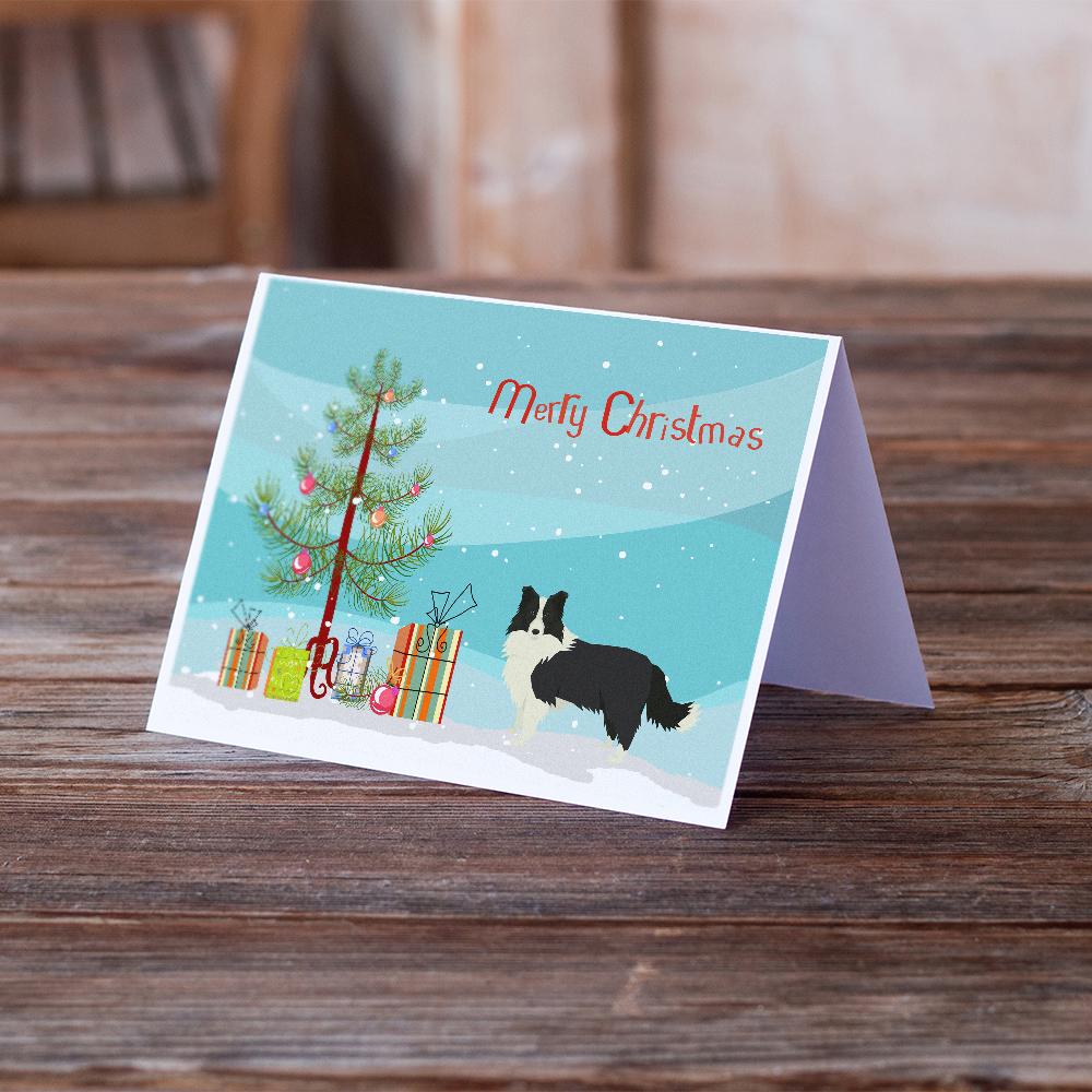 Border Collie Christmas Tree Greeting Cards Pack of 8 Blank Cards with Envelopes Whimsical A7 Size 5x7