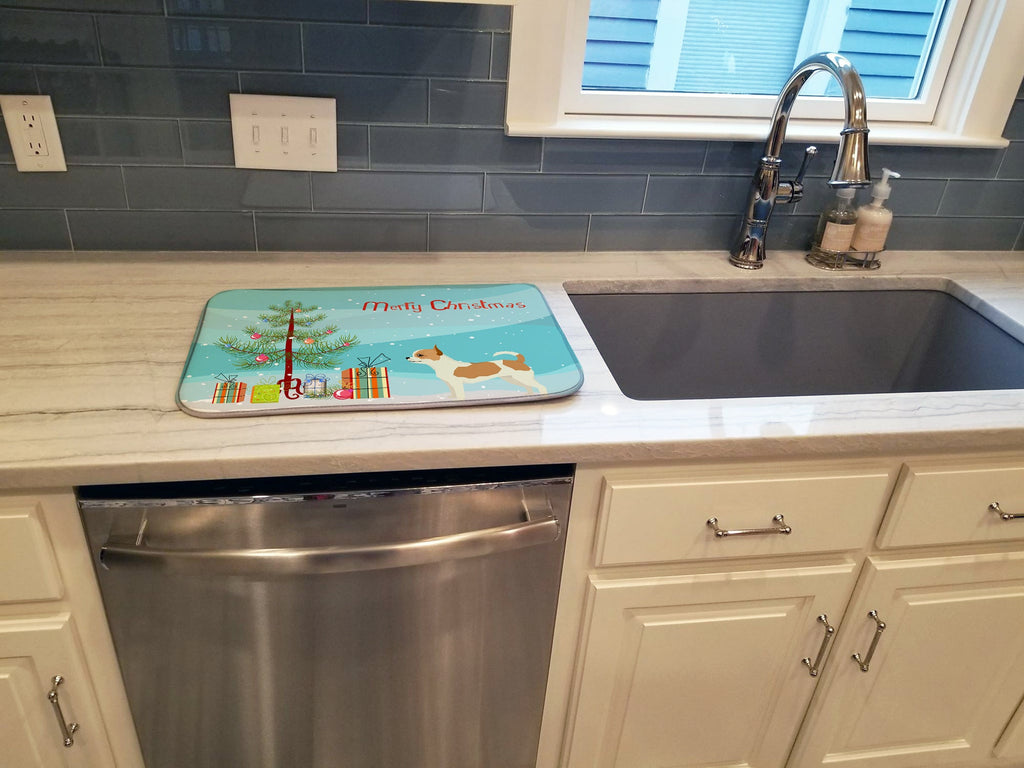 Chihuahua Christmas Tree Dish Drying Mat Absorbent Dish Drying Mat Pad for Kitchen Counter Dish Drainer Mat for Countertop, 14 x 21", Multicolor