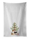 Fox Terrier Christmas Tree Kitchen Towel Set of 2 White Dish Towels Decorative Bathroom Hand towel for Hand, Face, Hair, Yoga, Tea, Dishcloth, 19 X 28", White