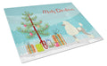 Poodle Christmas Tree Cutting Board Tempered Glass Kitchen Cutting Surface, Heat Resistant Chopping, Non-Slip Feet, Food Prep & Serving